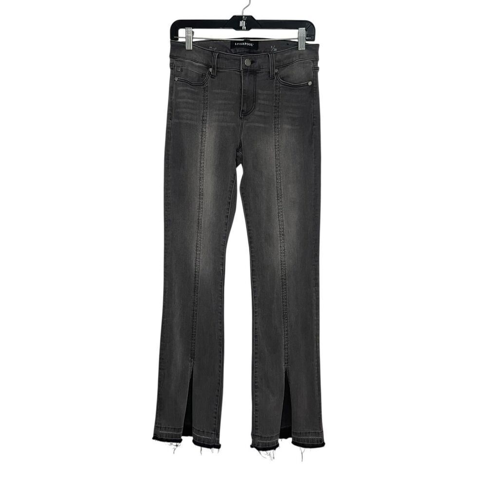 Liverpool Women’s 6 Bootcut Jeans Gray Ankle Slit Mid Rise Stretch‎